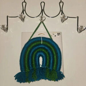 Green rainbow wall hanger decor art macrame woven